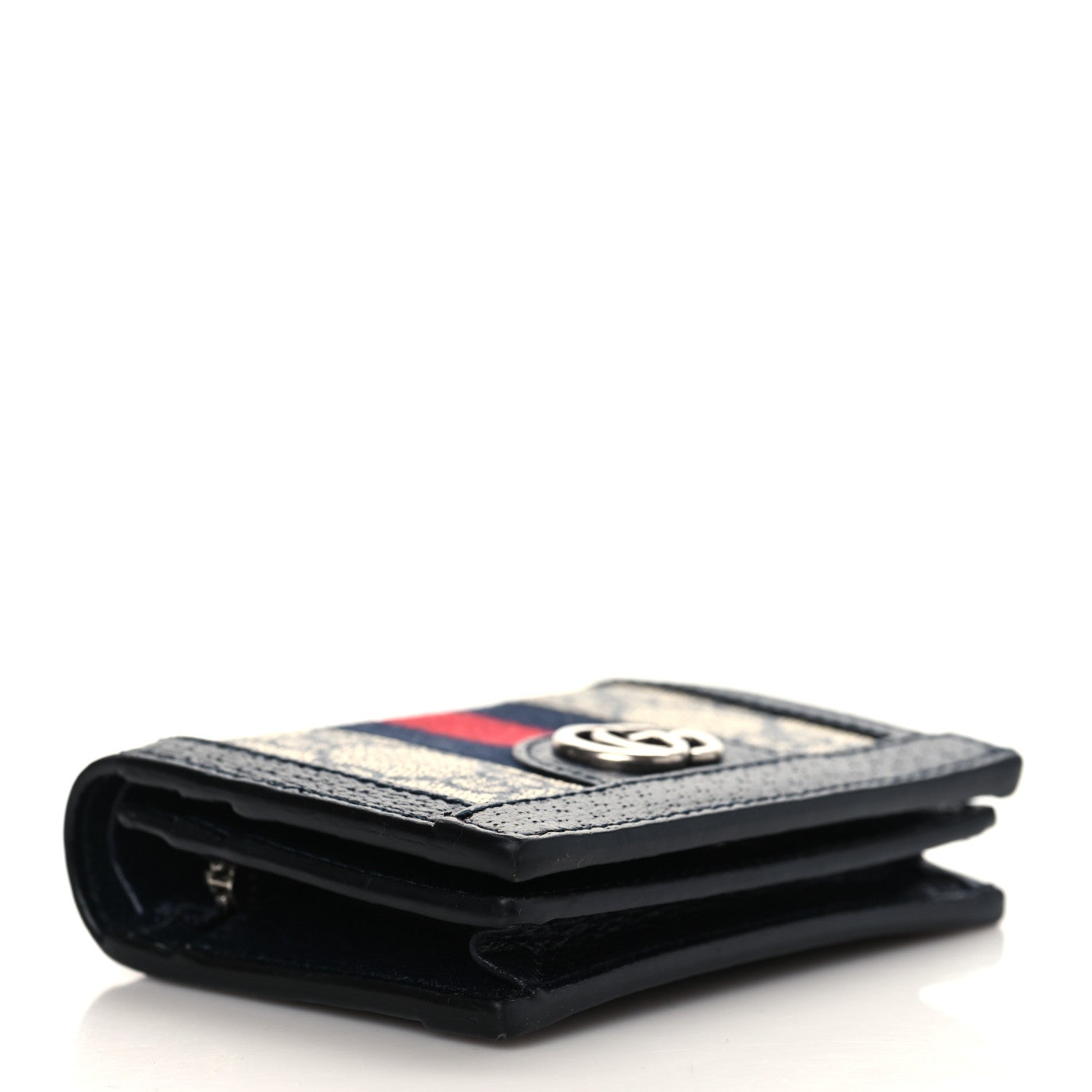 Gucci GG Supreme Monogram Textured Dollar Calfskin Web Ophidia Card Case Beige Blue 4 of 6