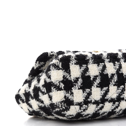 Chanel Tweed Quilted Large Chanel 19 Flap Black Ecru White 8 of 9