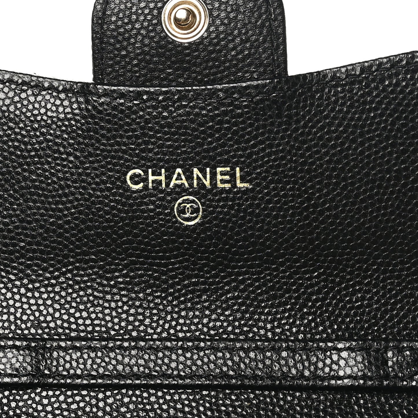 Caviar Quilted Flap Card Holder On Chain Black