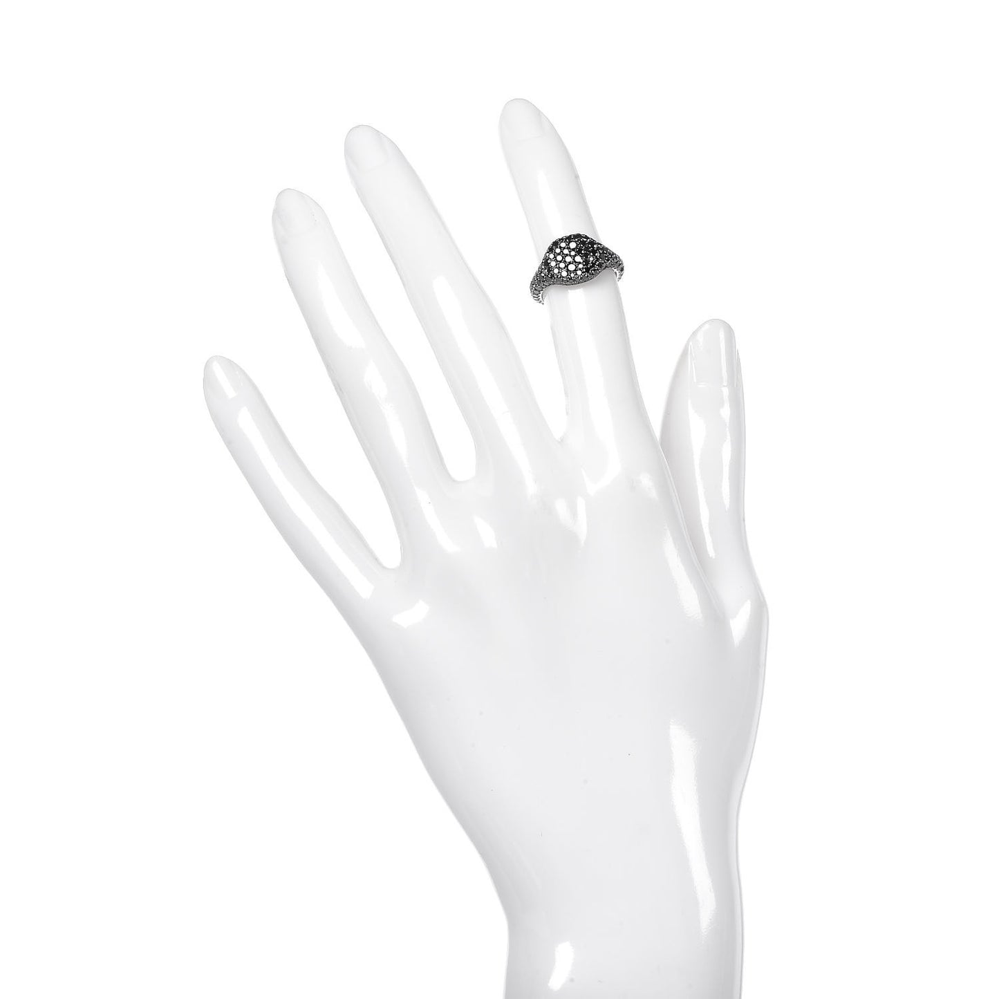 18K White Gold Black Diamond Pave Pinky Ring 45 3.5