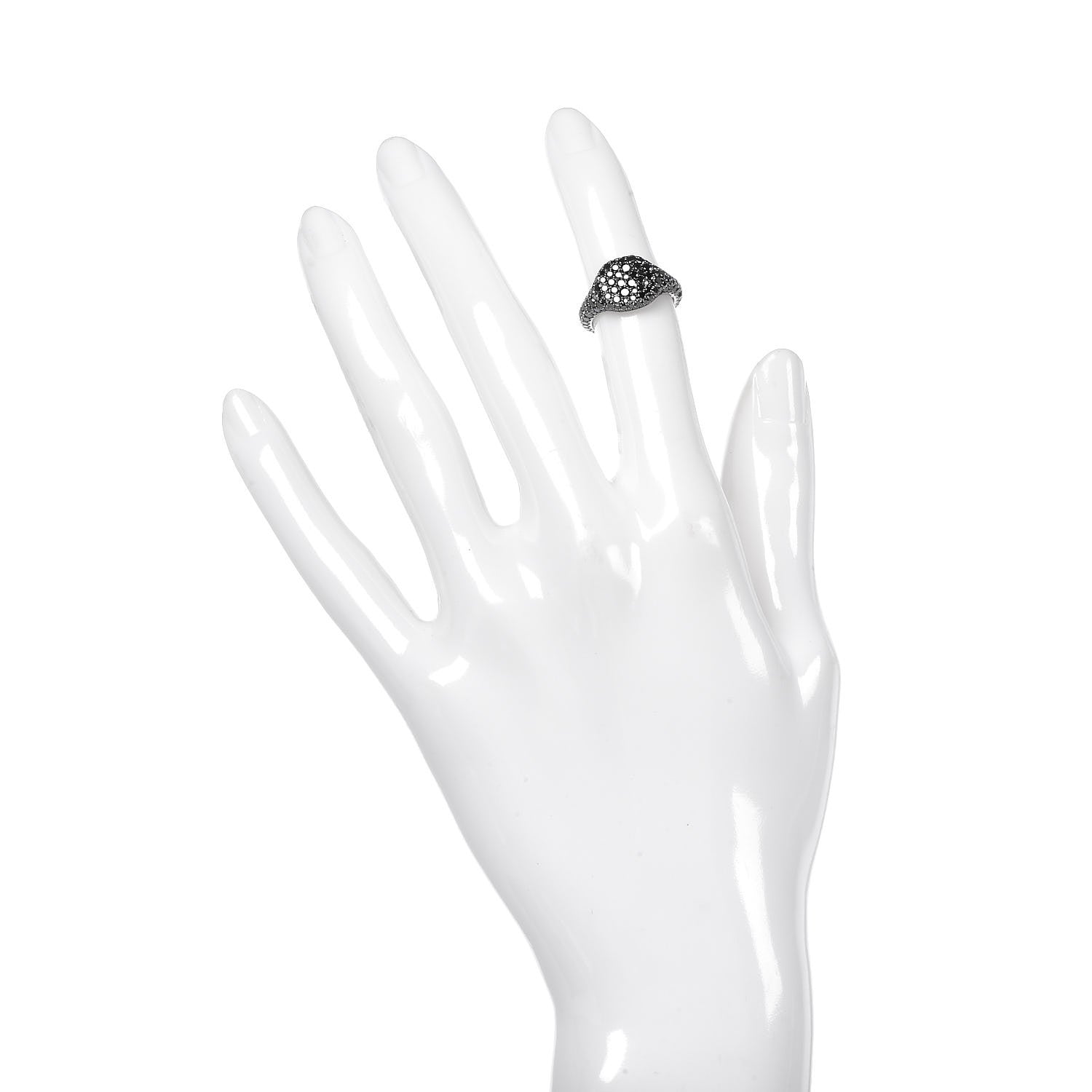 David Yurman 18K White Gold Black Diamond Pave Pinky Ring 45 3.5 2 of 7