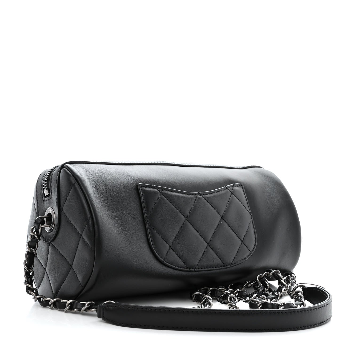 Chanel Calfskin Chain 20s Signature Bowling Bag Black 3 of 10