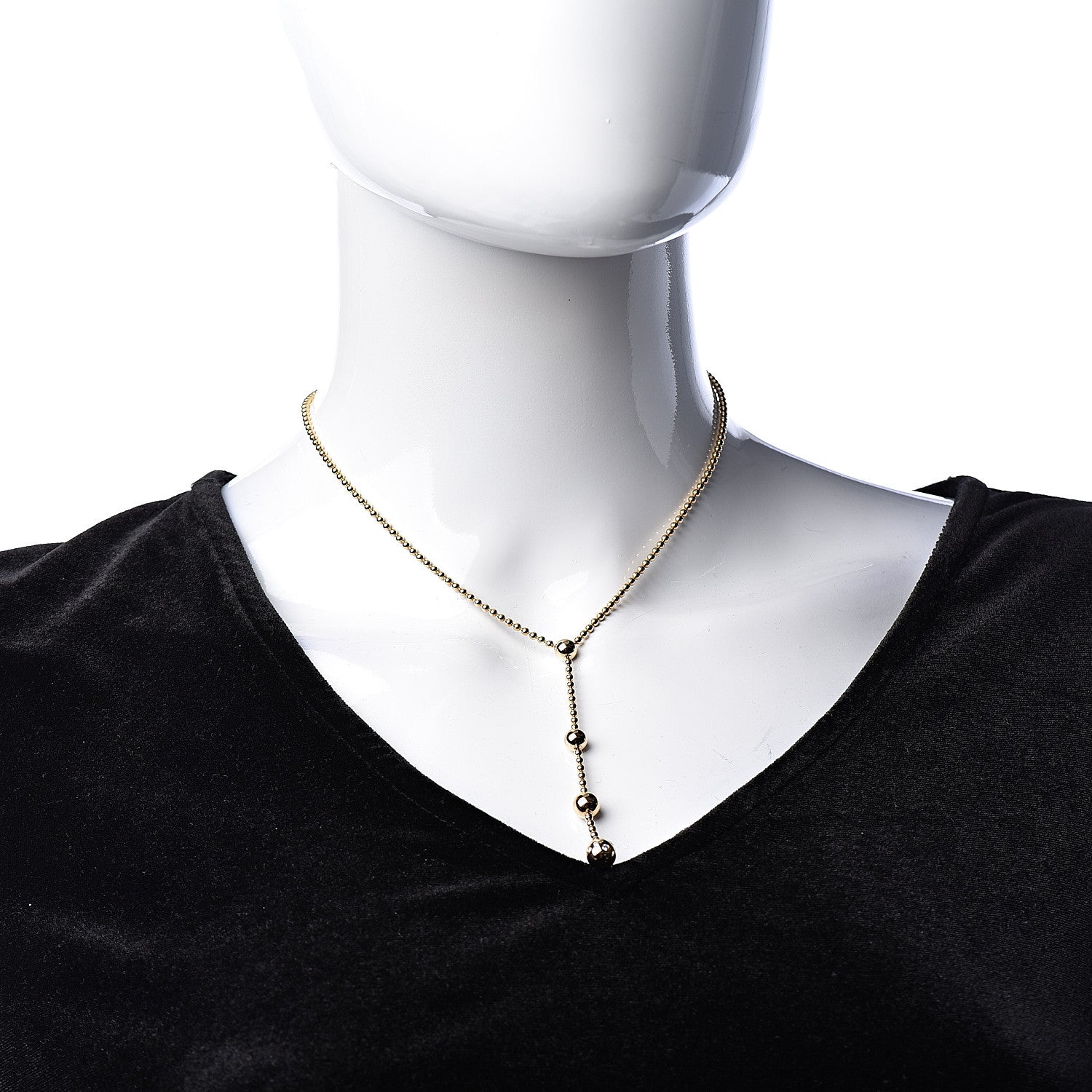 Cartier 18K Yellow Gold Diamond Beaded Lariat Chain Necklace 2 of 6