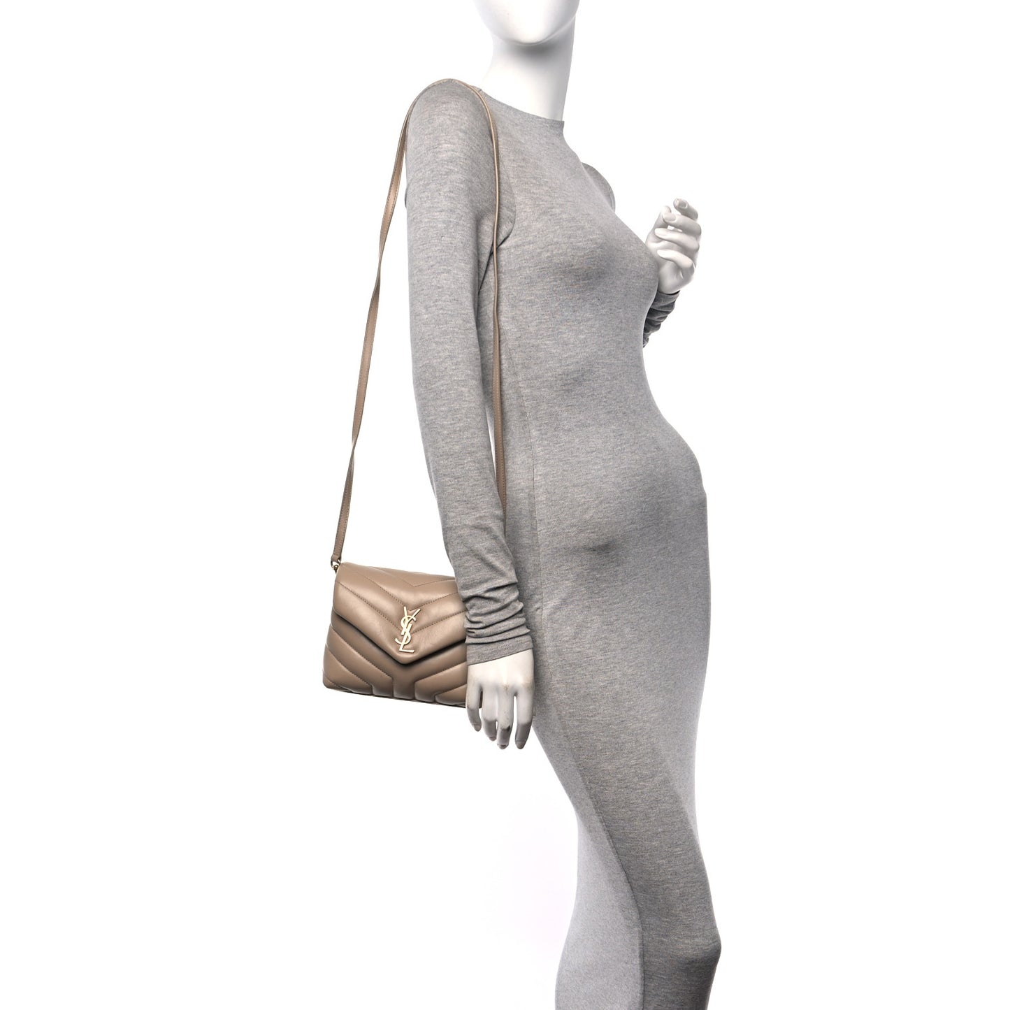 Calfskin Y Quilted Monogram Toy Loulou Crossbody Bag Dark Beige