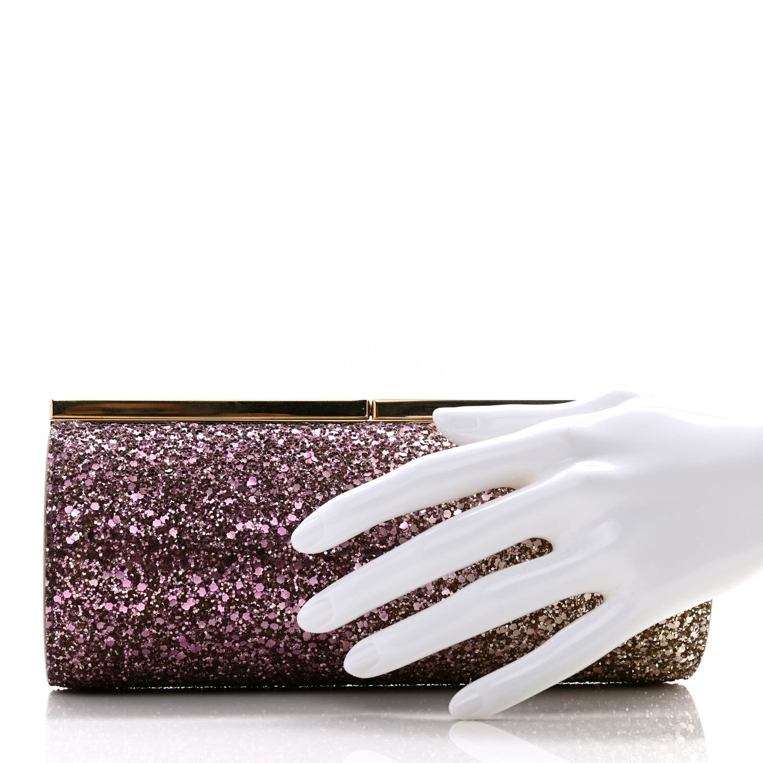 Jimmy Choo Coarse Glitter Trinket Clutch Pink Gold 2 of 7