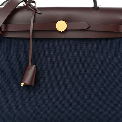 Hermes Toile Militaire Vache Hunter Herbag Zip Retourne 31 PM Rouge Sellier Bleu Marine 9 of 12