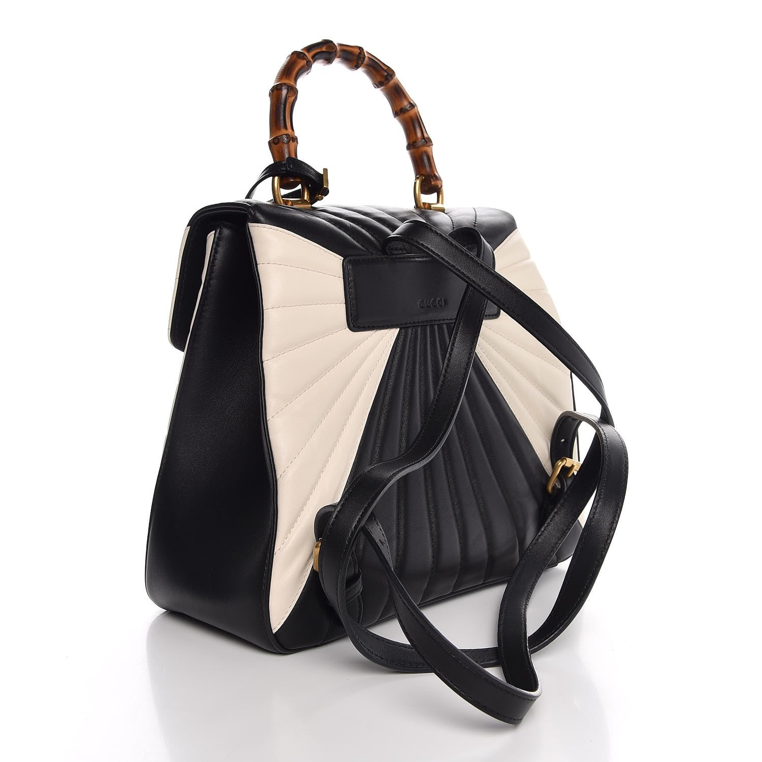 Gucci Calfskin Bamboo Trapuntata Queen Margaret Backpack Mystic White Black 3 of 7