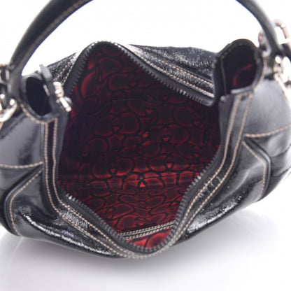 Gucci Patent Calfskin Medium Snow Glam Hobo Black 6 of 10