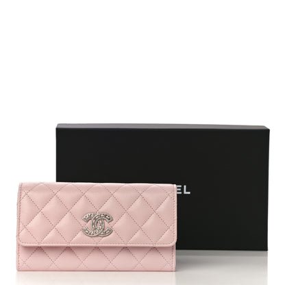 Chanel Caviar Quilted Crystal CC Large Gusset Flap Wallet Pink 11 of 11