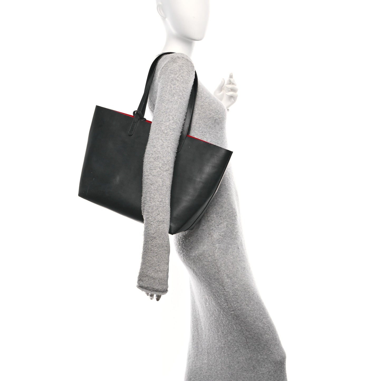 Calfskin Shopping Tote Black Flamma