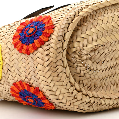 Loewe Raffia Floral Embroidered Small Basket Tote Bag Natural Tan 9 of 10
