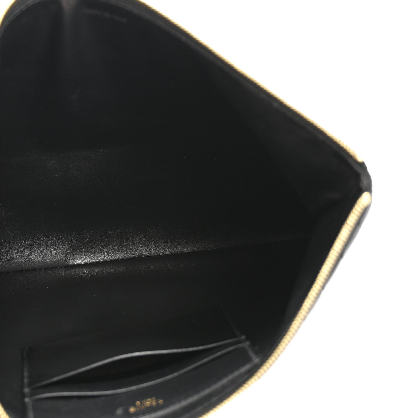 Calfskin Quilted C Charm Pouch Black