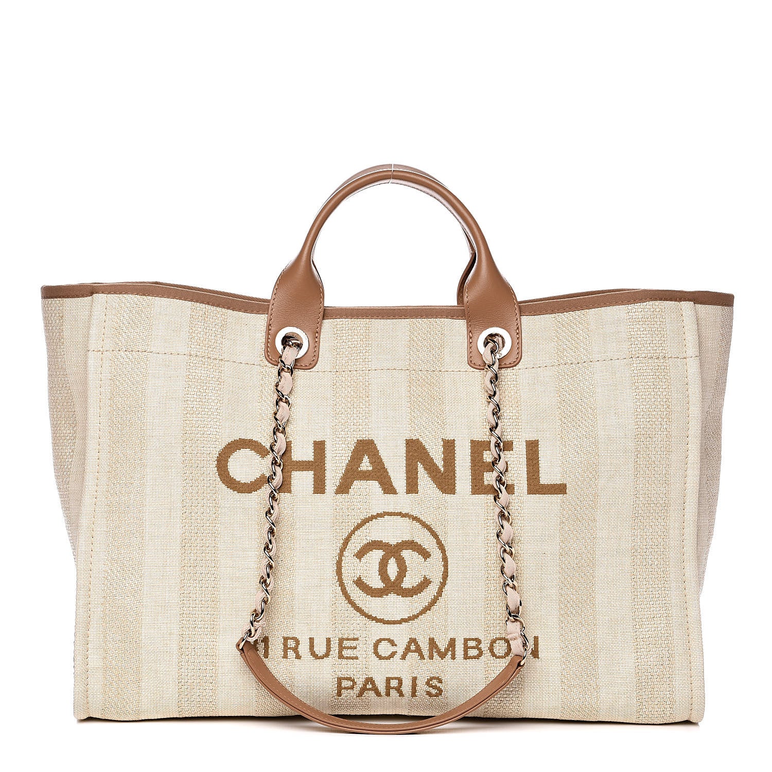 Chanel Mixed Fibers Striped Large Deauville Tote Beige 1 of 10