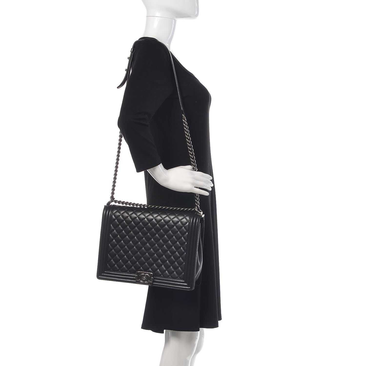 Chanel Lambskin Quilted Large Boy Flap Black 3 of 15