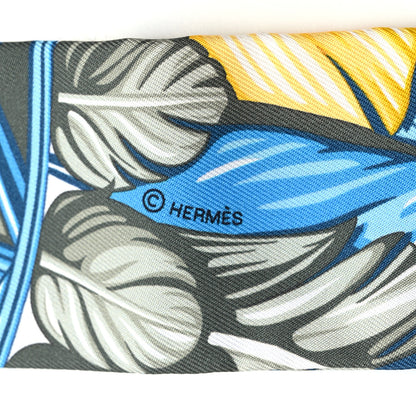 Hermes Silk La Danse Pacifique Twilly Jaune D'Or Kaki Orange 3 of 4