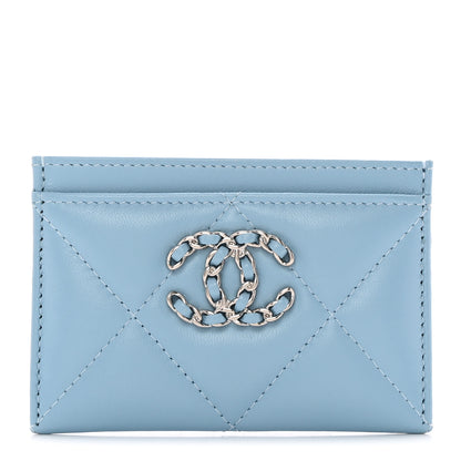 Chanel Lambskin Quilted Chanel 19 Card Holder Light Blue 1 of 9