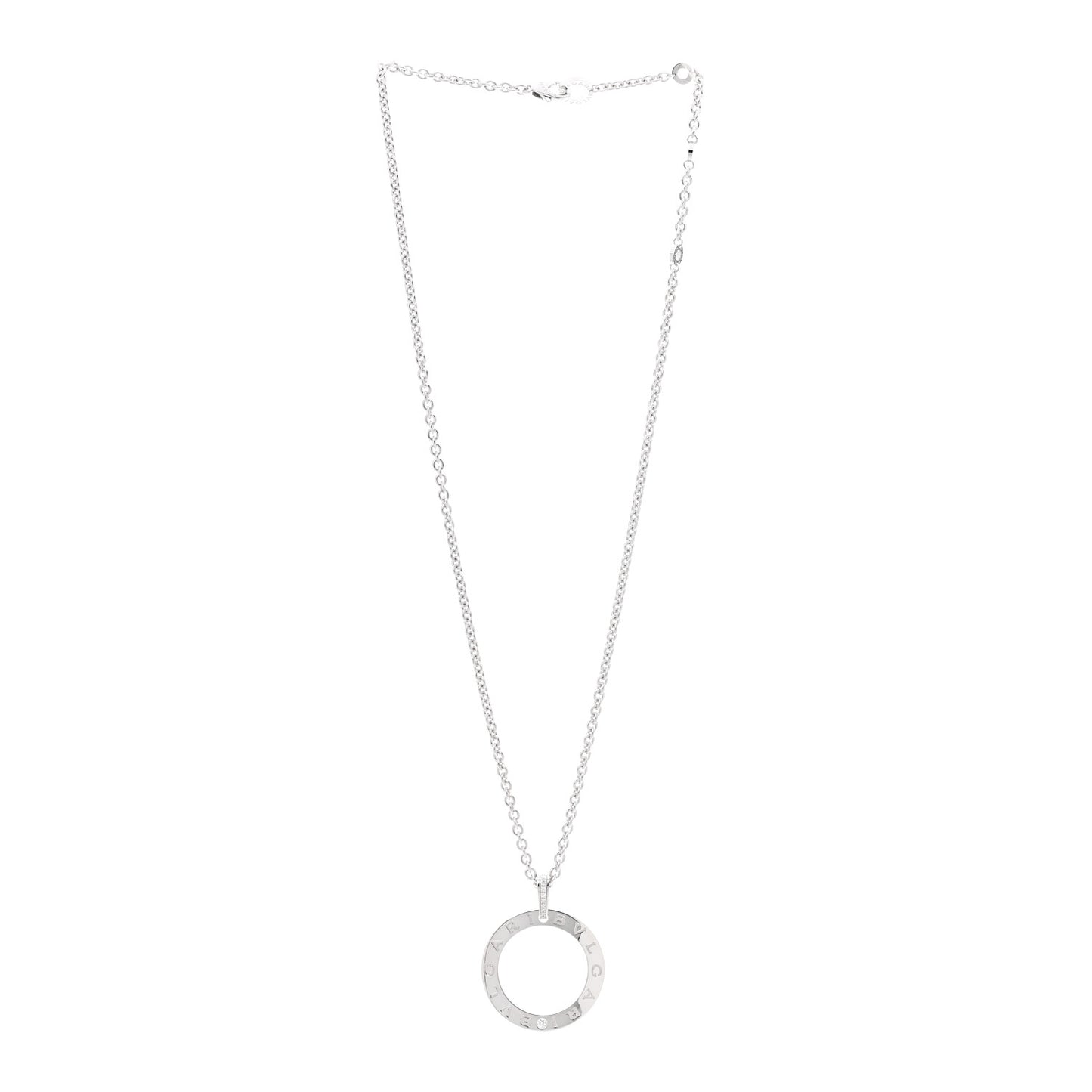 18K White Gold Diamond BVLGARI BVLGARI Circle Pendant Necklace