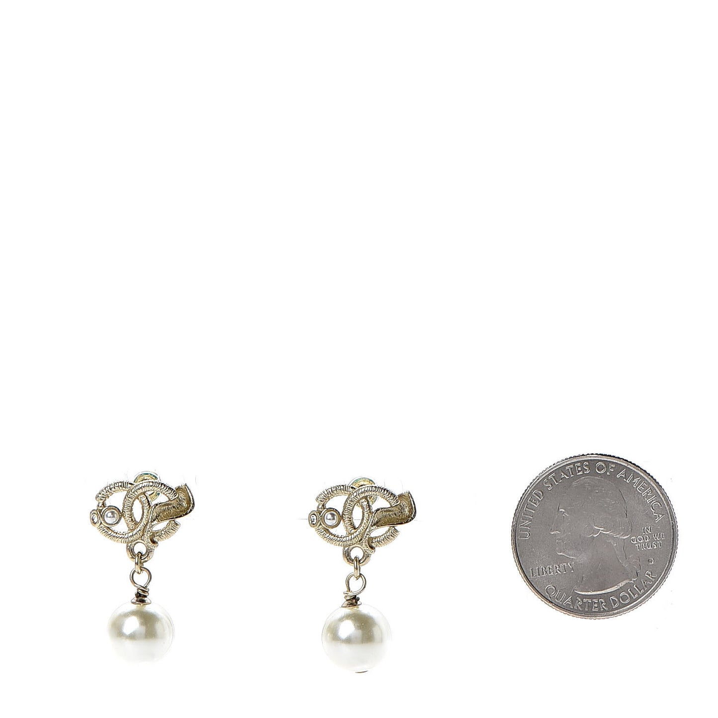 Pearl CC Drop Earrings Gold