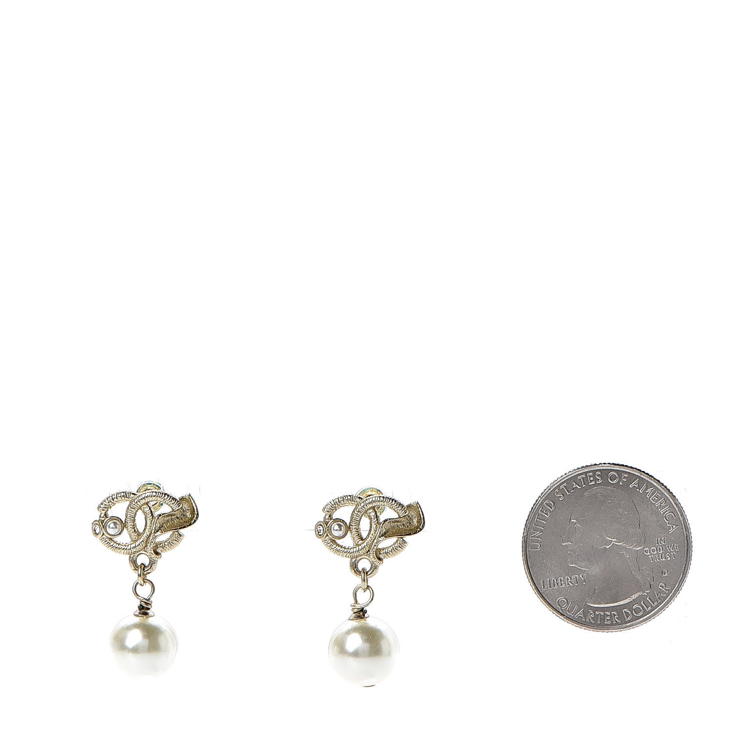 Chanel Pearl CC Drop Earrings Gold 2 of 4