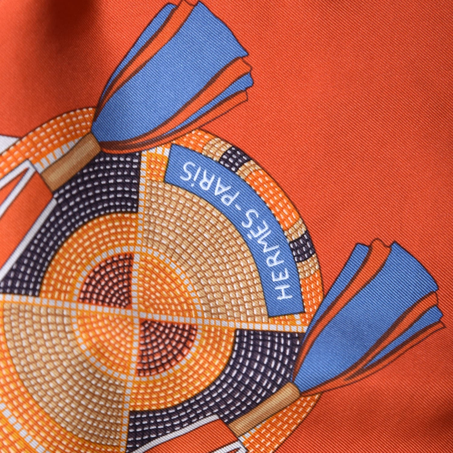 Hermes Silk L'Art Indien Scarf 90 Orange Jaune Bleu 8 of 9