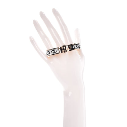 Hermes Enamel Printed Narrow Boucleries Modernes Hinged Bracelet M Black 2 of 7