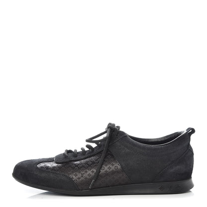 Louis Vuitton Suede Monogram Embossed Sneakers 38.5 Black 1 of 11