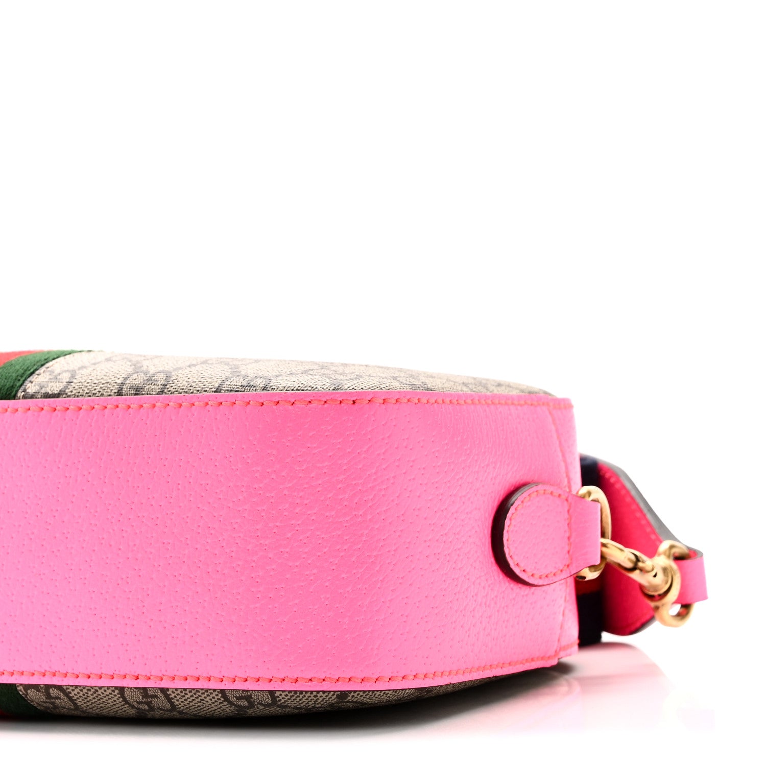 Gucci GG Supreme Monogram Textured Dollar Calfskin Web Ophidia Small Crossbody Bag Beige Ebony Fuchsia 10 of 10