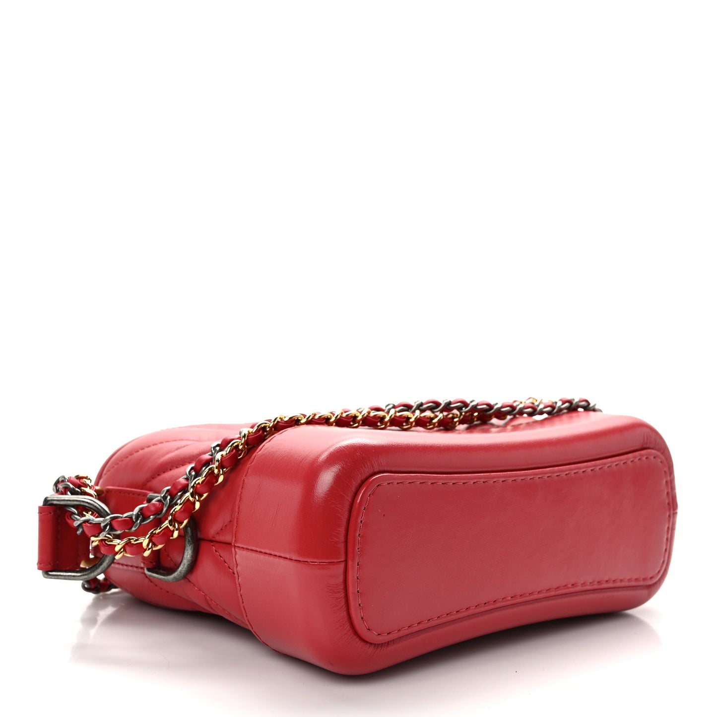 Aged Calfskin Chevron Quilted Small Gabrielle Hobo Red