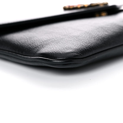 Gucci Calfskin Crystal GG Broadway Envelope Clutch Black 8 of 9