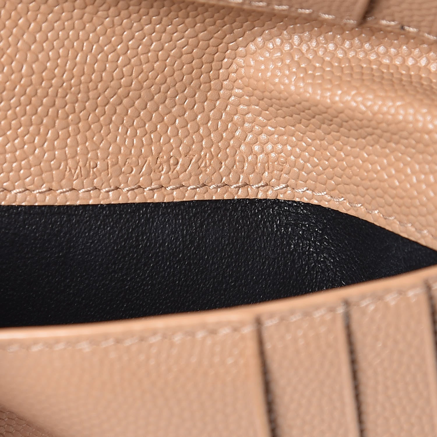 Saint Laurent Grain De Poudre Matelasse Chevron Monogram Zipped Two-Part Wallet Cork 6 of 9
