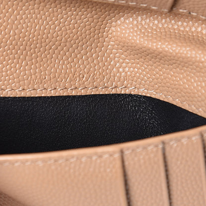 Saint Laurent Grain De Poudre Matelasse Chevron Monogram Zipped Two-Part Wallet Cork 6 of 9
