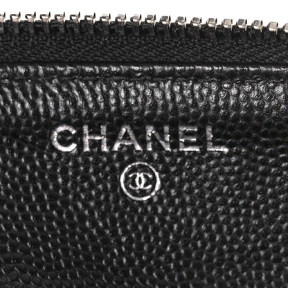 Chanel Caviar Chevron Quilted Small Zipped Pouch Black 7 of 14