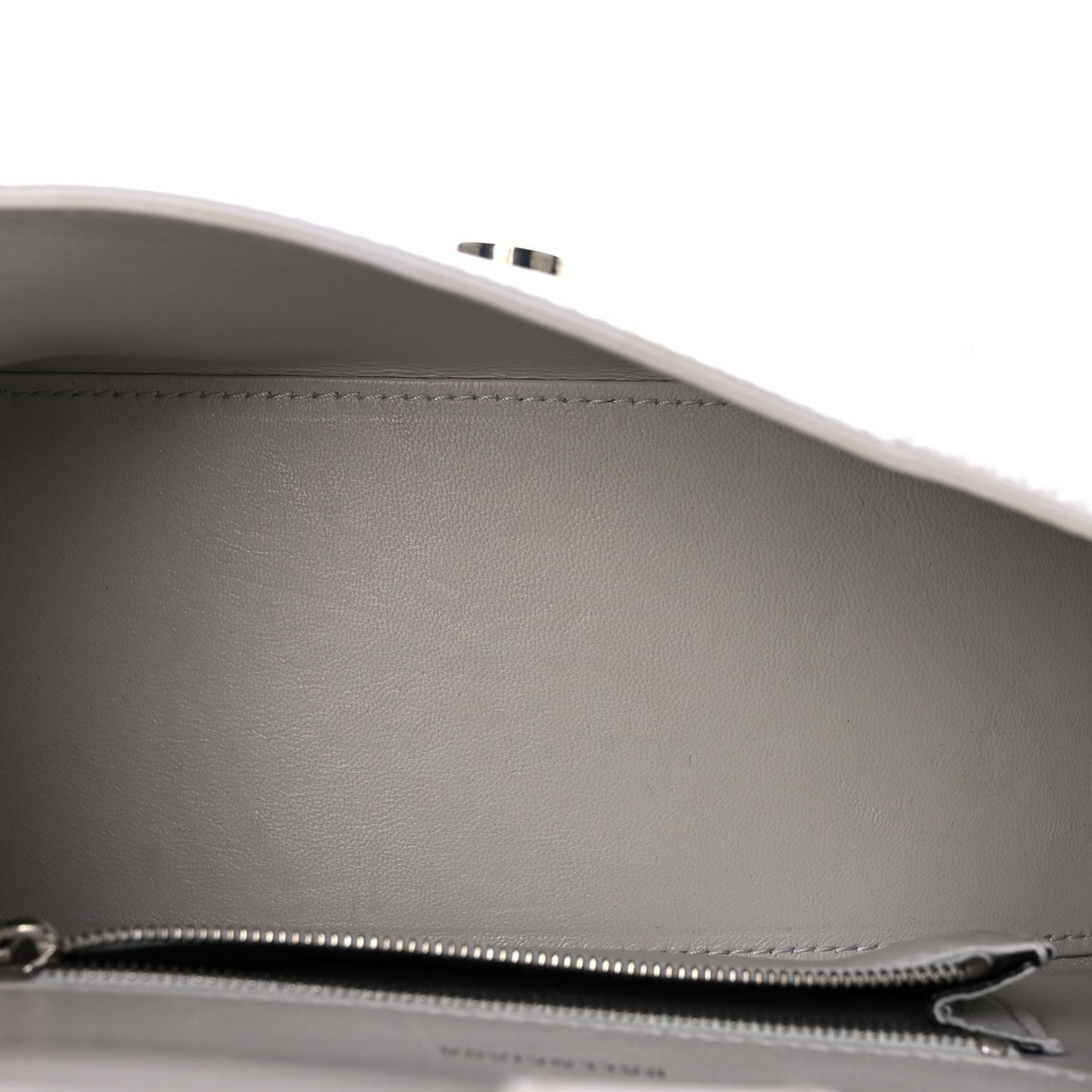 Shiny Box Calfskin Small Hourglass Top Handle Bag Chalky White