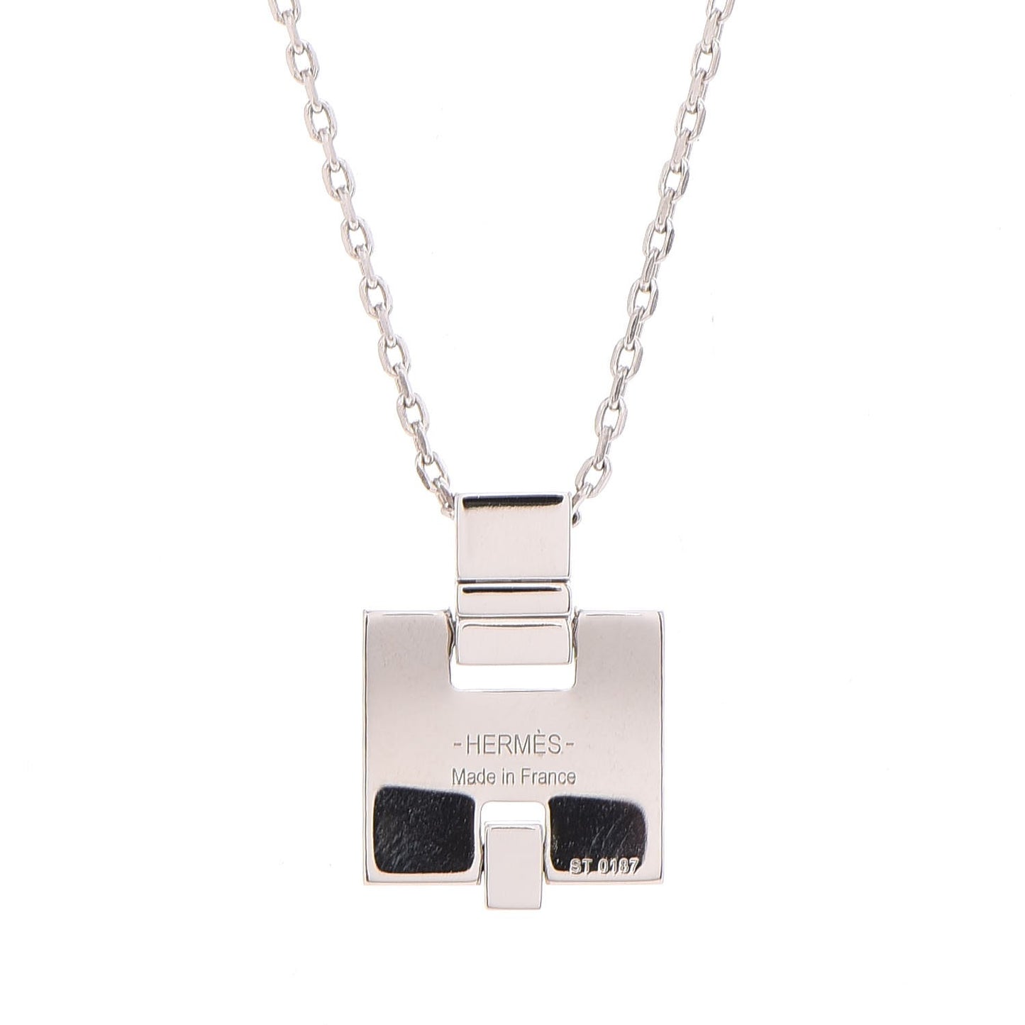 Lacquered Palladium Eileen Pendant Necklace Blanc White