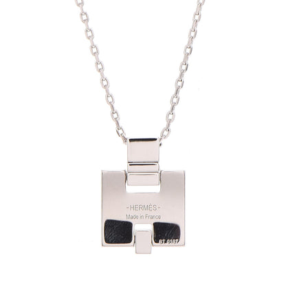 Hermes Lacquered Palladium Eileen Pendant Necklace Blanc White 5 of 7