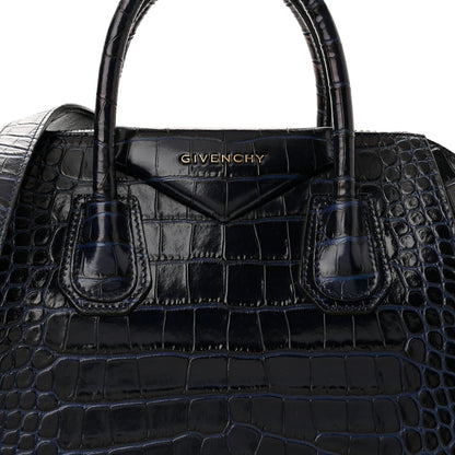 Givenchy Calfskin Crocodile Embossed Small Antigona Deep Blue 8 of 10