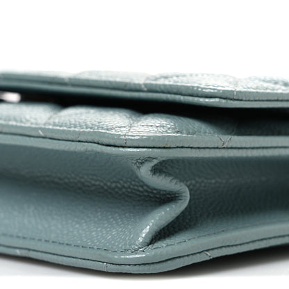 Chanel Caviar Quilted Wallet on Chain WOC Blue 11 of 12