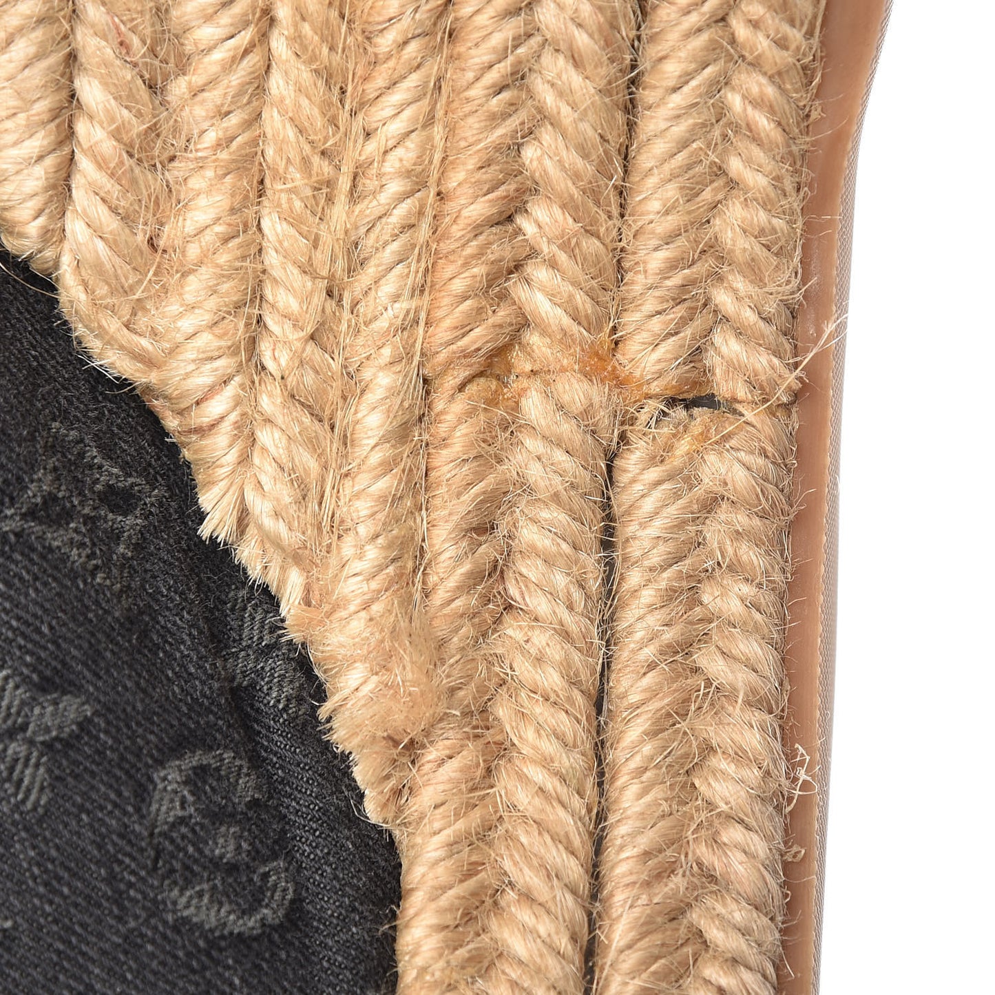 Denim Patent Monogram Bow Espadrille Wedges 38.5 Black