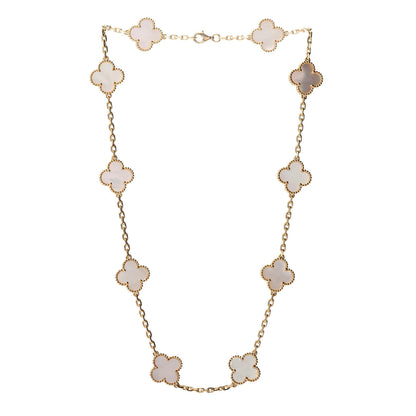 Van Cleef & Arpels 18K Yellow Gold Mother of Pearl 10 Motifs Vintage Alhambra Necklace 3 of 6