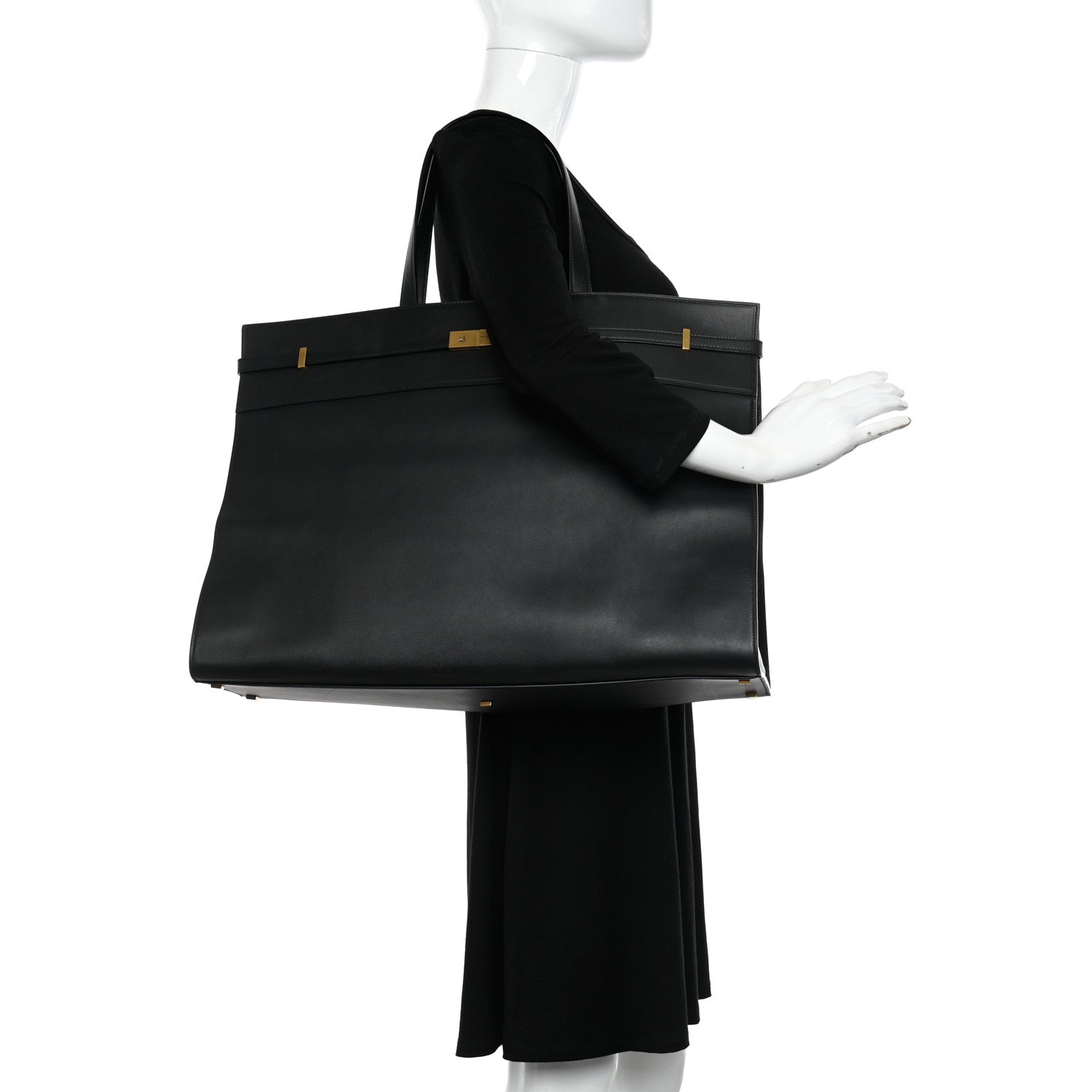 Saint Laurent Calfskin Large Manhattan Shopper Tote Black 2 of 13