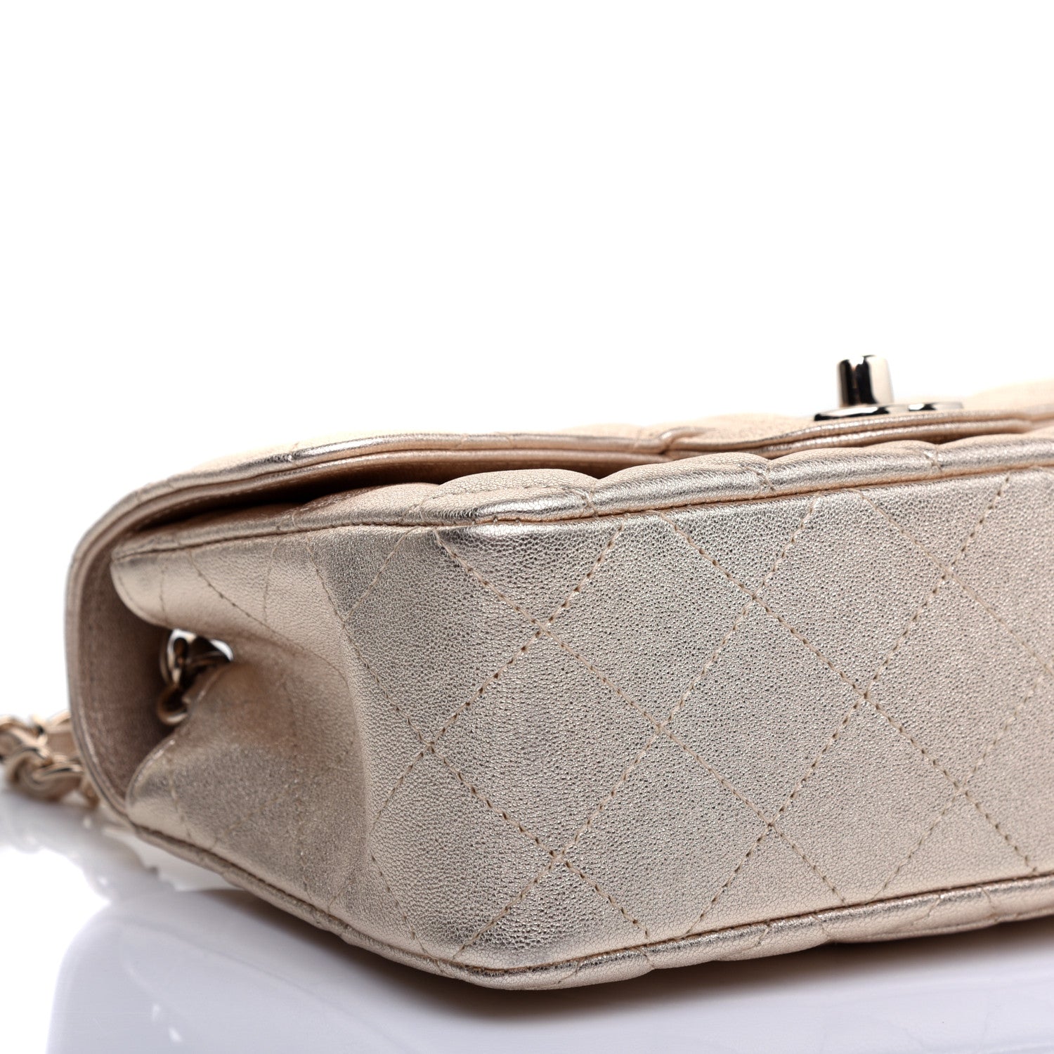 Chanel Metallic Lambskin Quilted Mini Rectangular Flap Gold 6 of 11