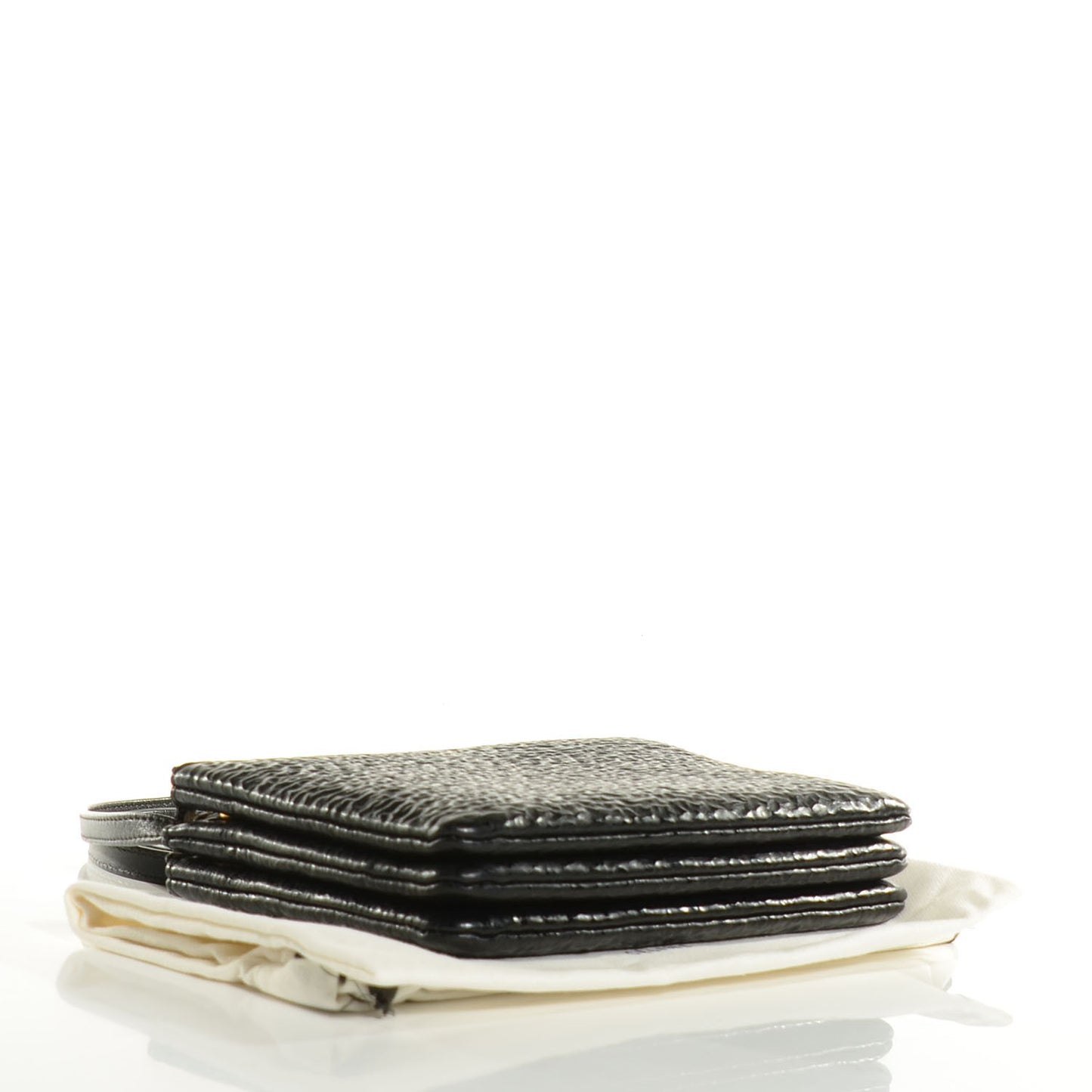 Calfskin Astrakhan Embossed Small Trio Crossbody Black