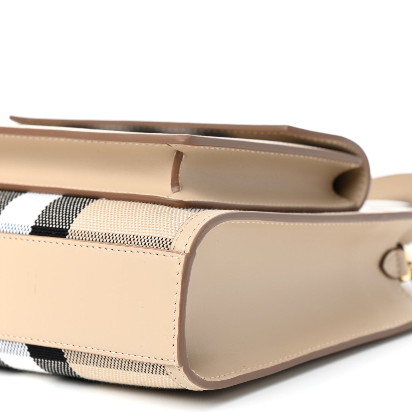 Smooth Calfskin Canvas Check Mini Pocket Bag Dusty Sand Soft Fawn