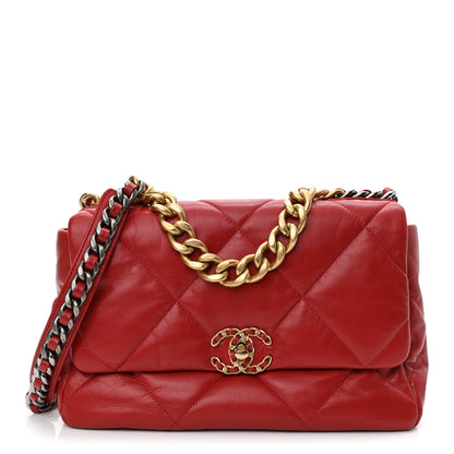 Chanel Goatskin Quilted Large Chanel 19 Flap Red 1 of 10