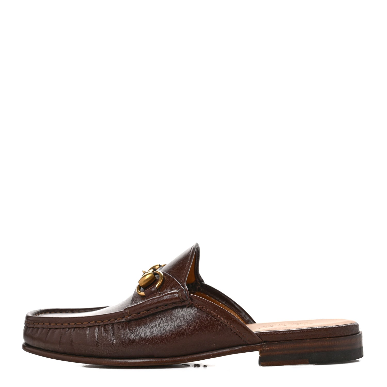 Gucci Goatskin Mens Horsebit Slippers 5 Light Brown 1 of 9