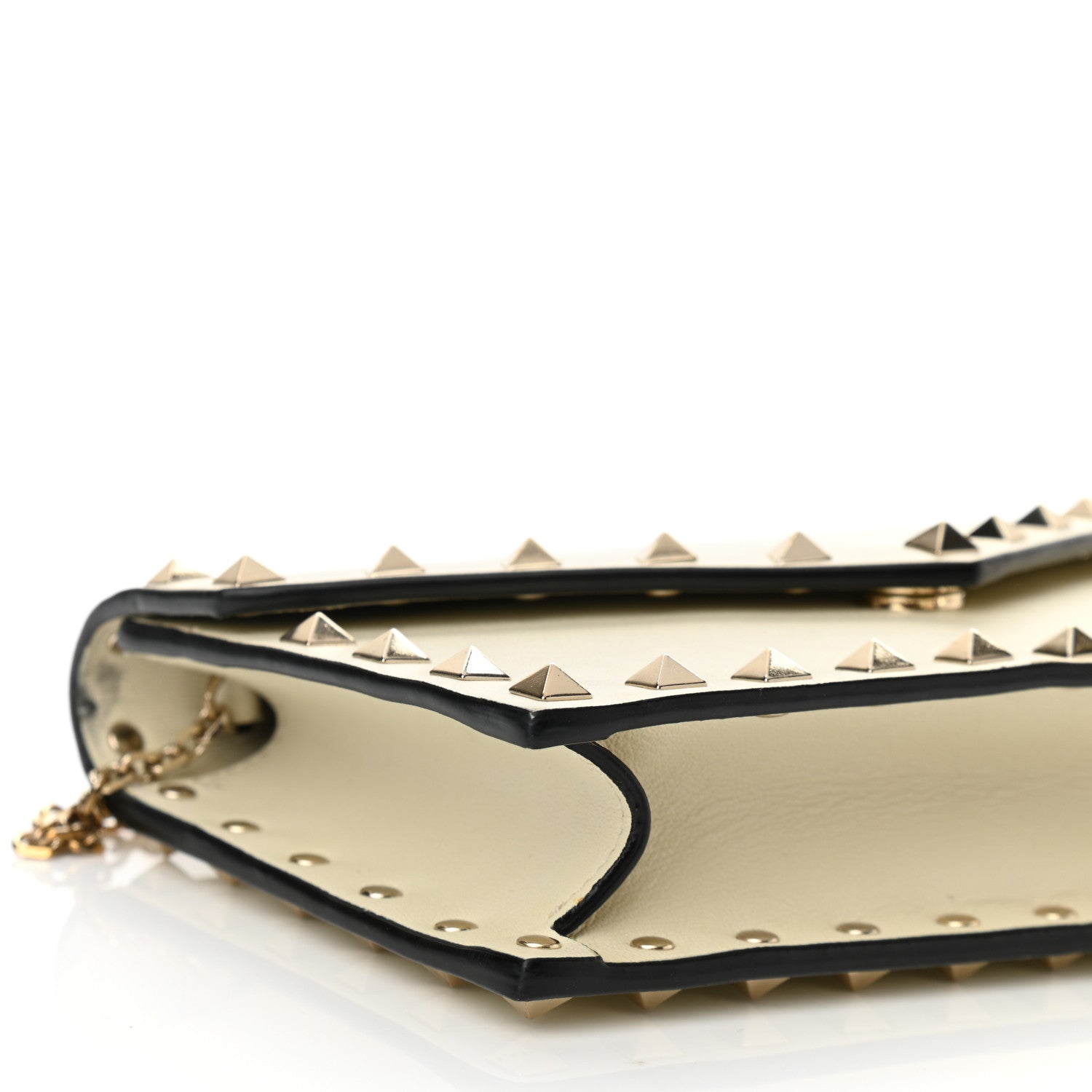 Valentino Garavani Vitello Rockstud Envelope Wallet on Chain Ivory 8 of 9