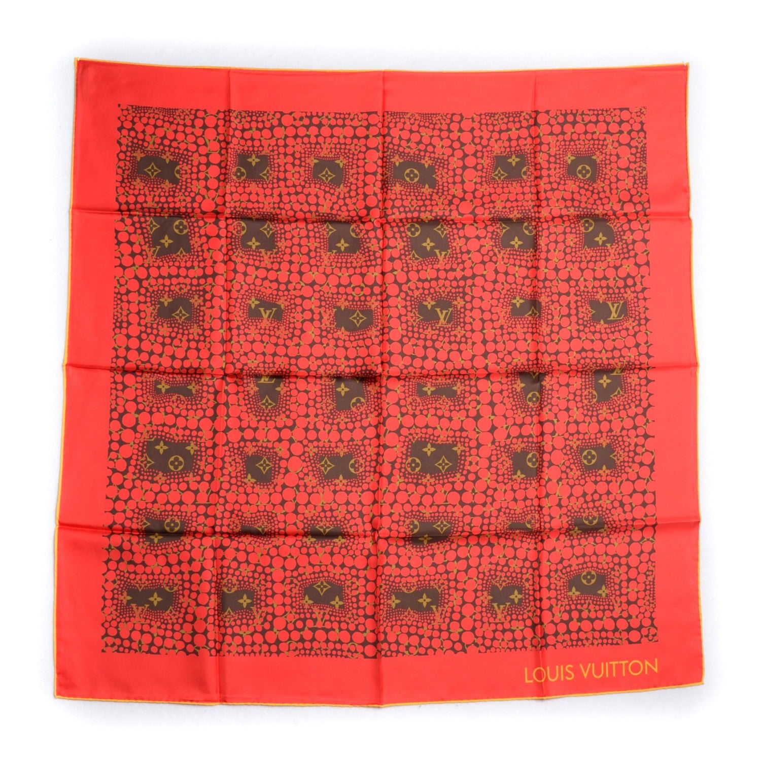 Louis Vuitton Silk Monogram Kusama Town Square Scarf Red 2 of 5