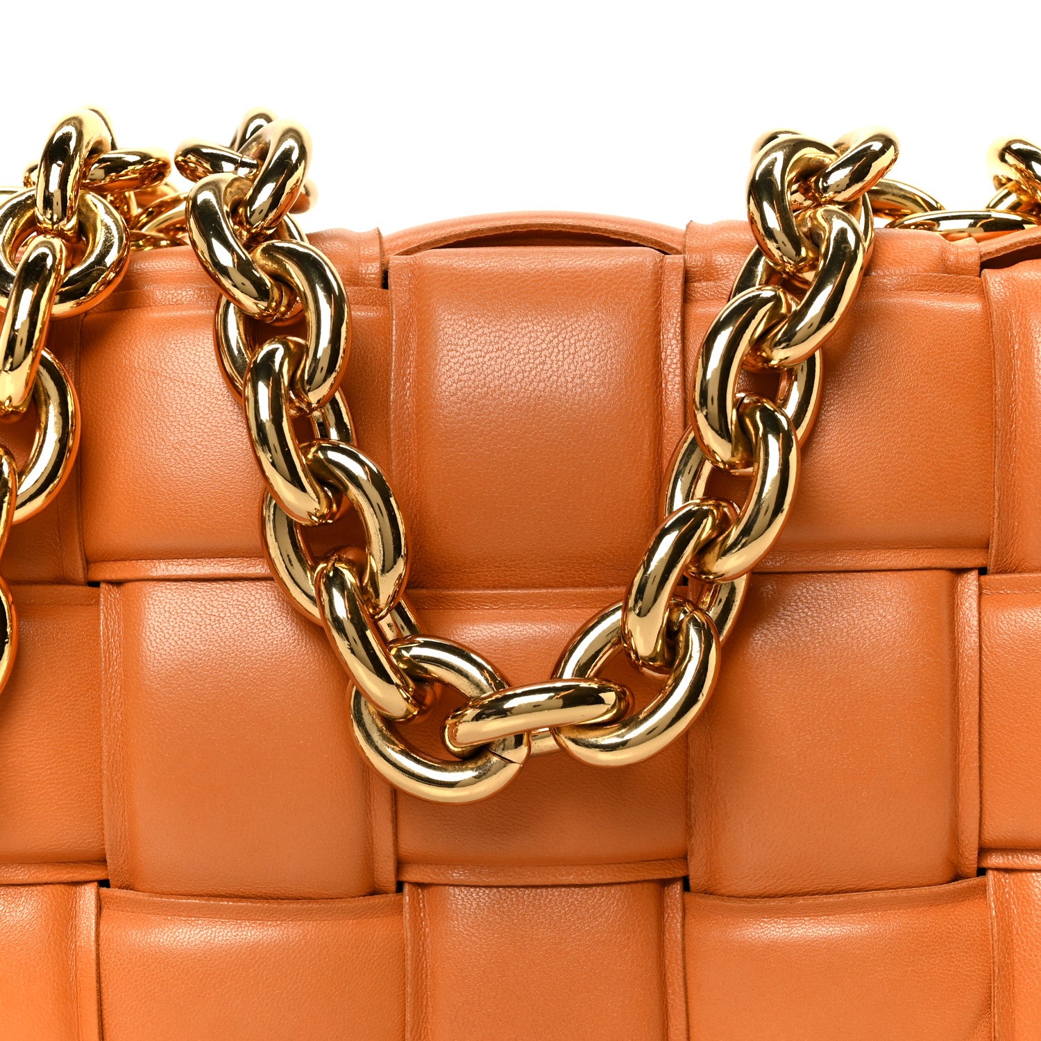 Bottega Veneta Lambskin Maxi Intreccio Padded Chain Cassette Crossbody Bag Caramel 10 of 12