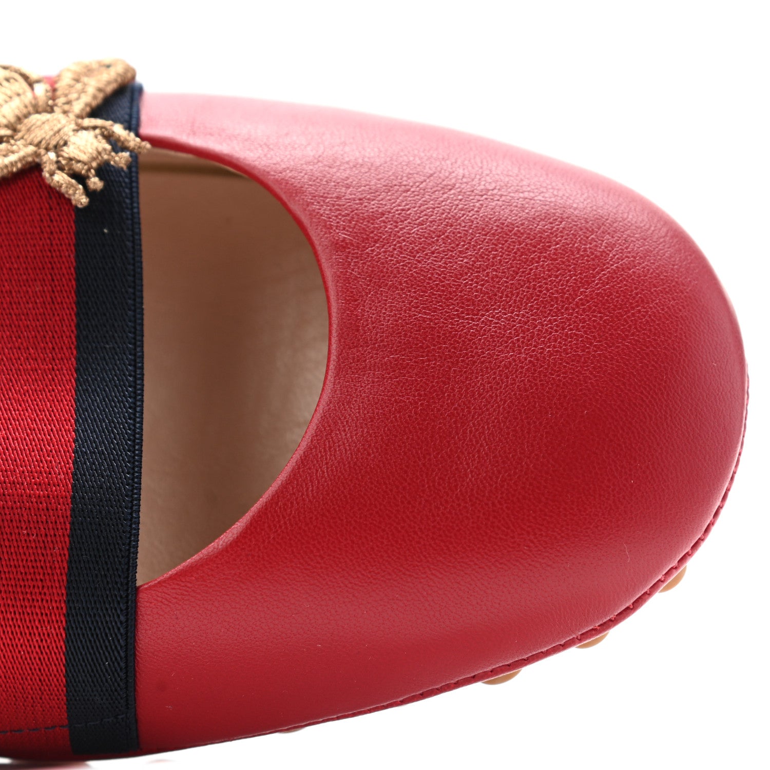 Gucci Calfskin Bayadere Bee Ballerina Flats 39 Hibiscus Red 8 of 8