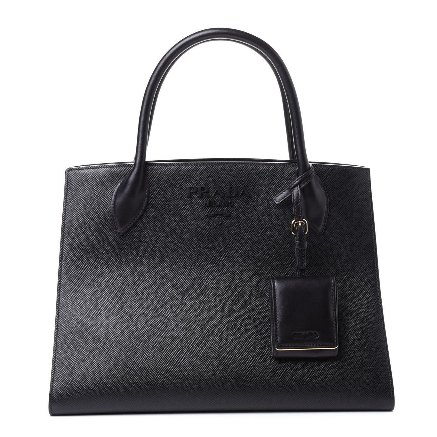 Saffiano Cuir Calfskin Medium Monochrome Top Handle Tote Black